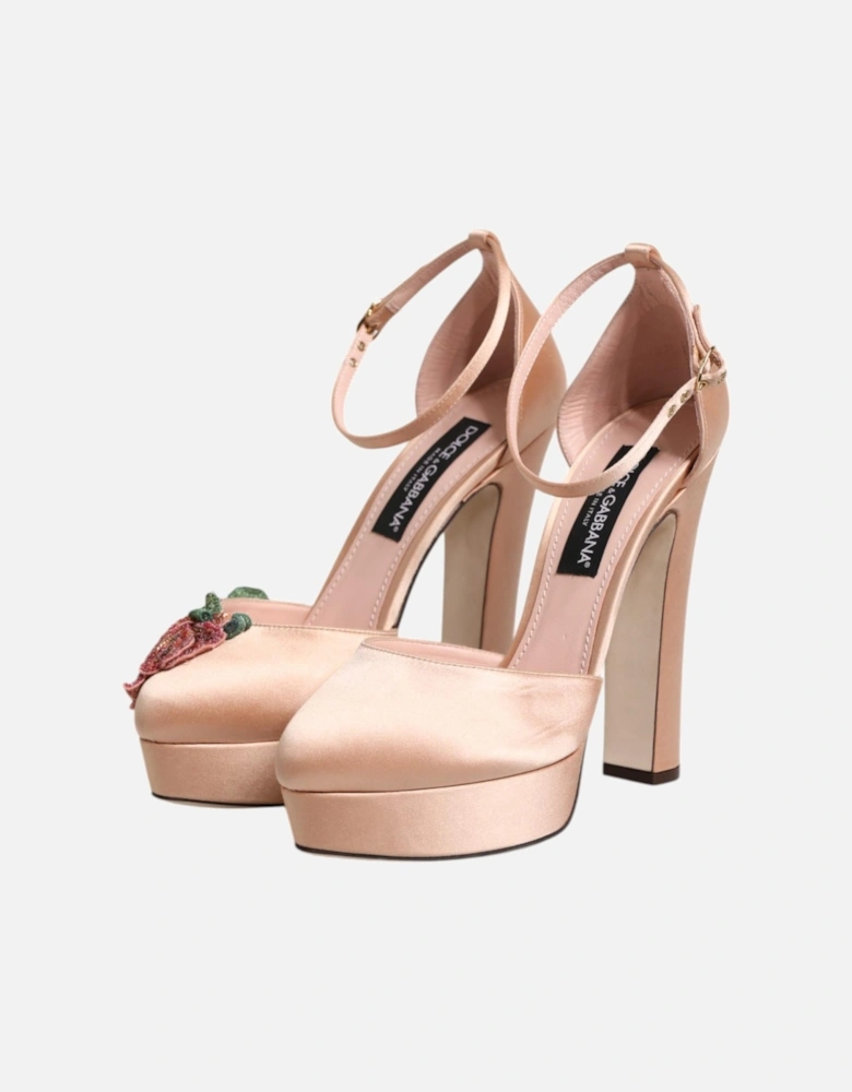 Floral Embellished Ankle Strap Sandals Women - Pink