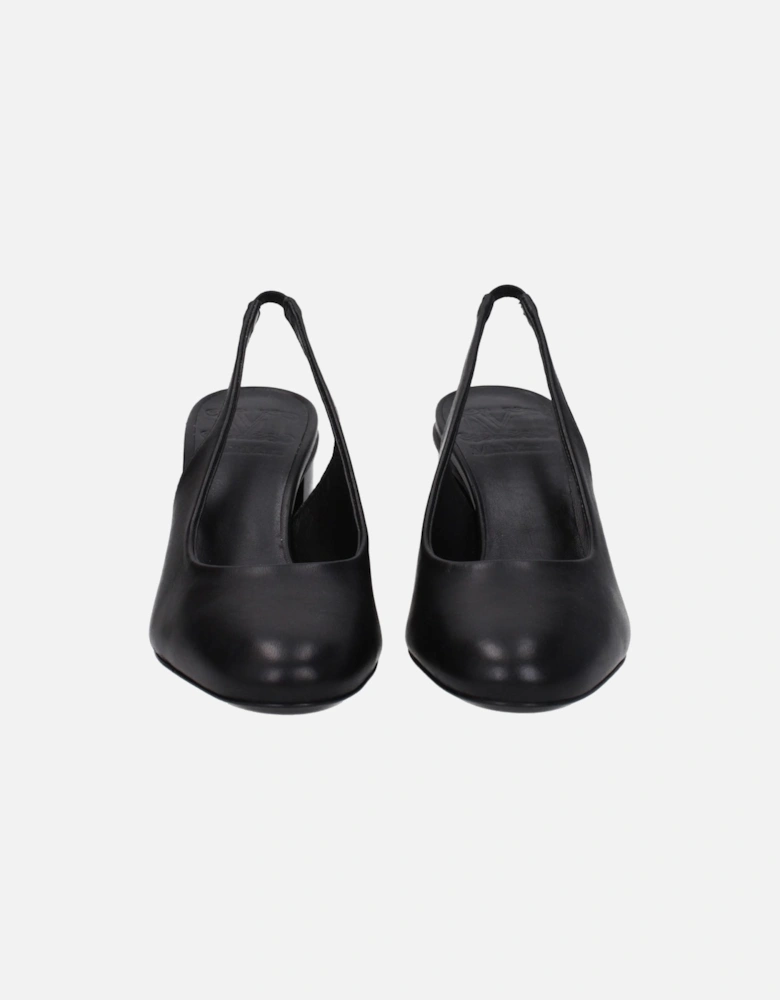 Leather Mid Heel Sandals with Logos Women - Black