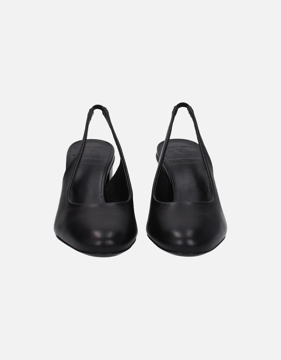 Leather Mid Heel Sandals with Logos Women - Black