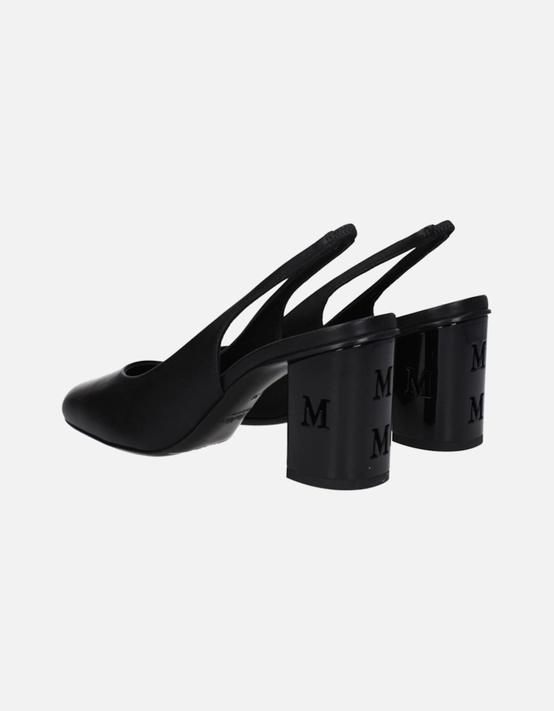 Leather Mid Heel Sandals with Logos Women - Black
