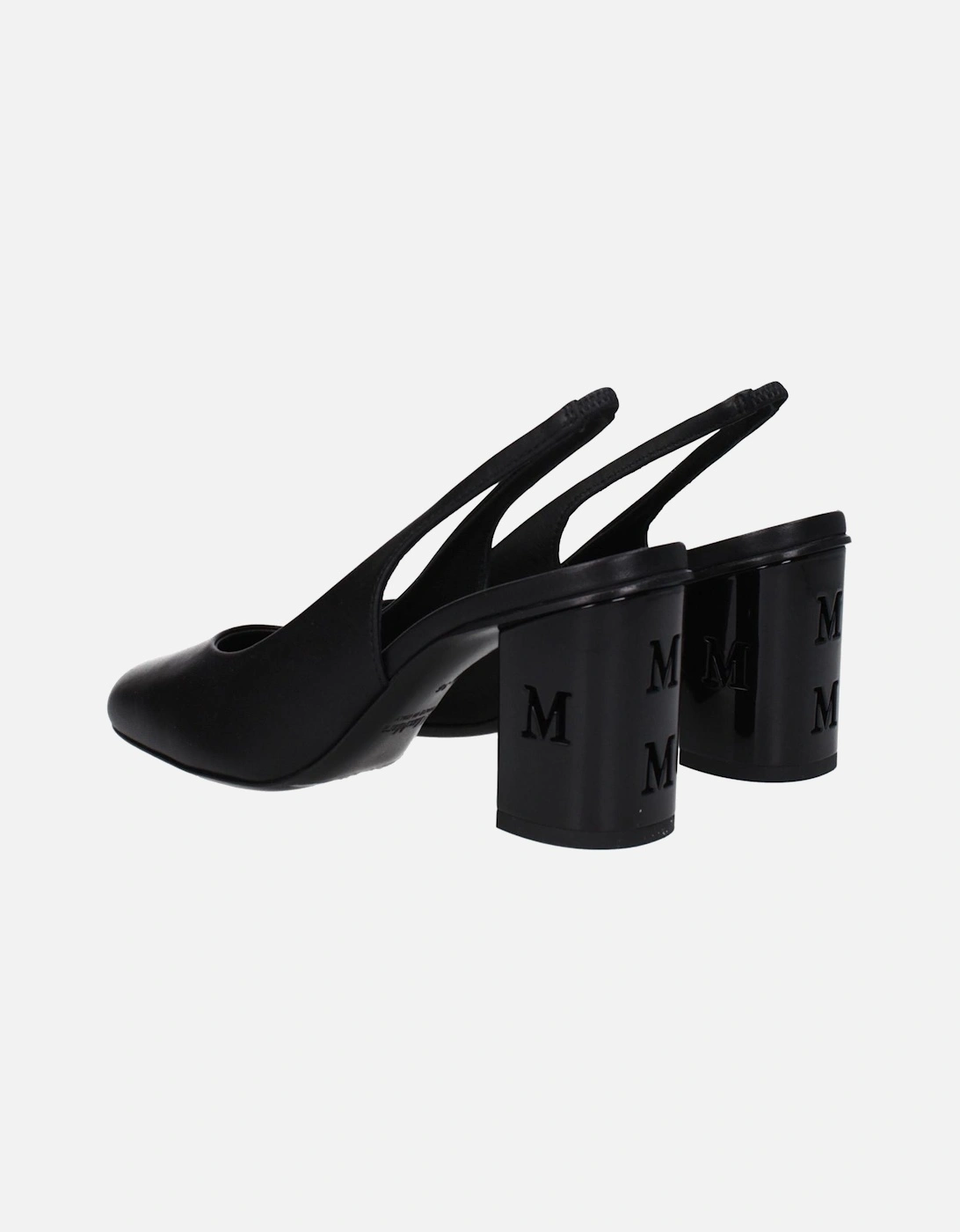Leather Mid Heel Sandals with Logos Women - Black