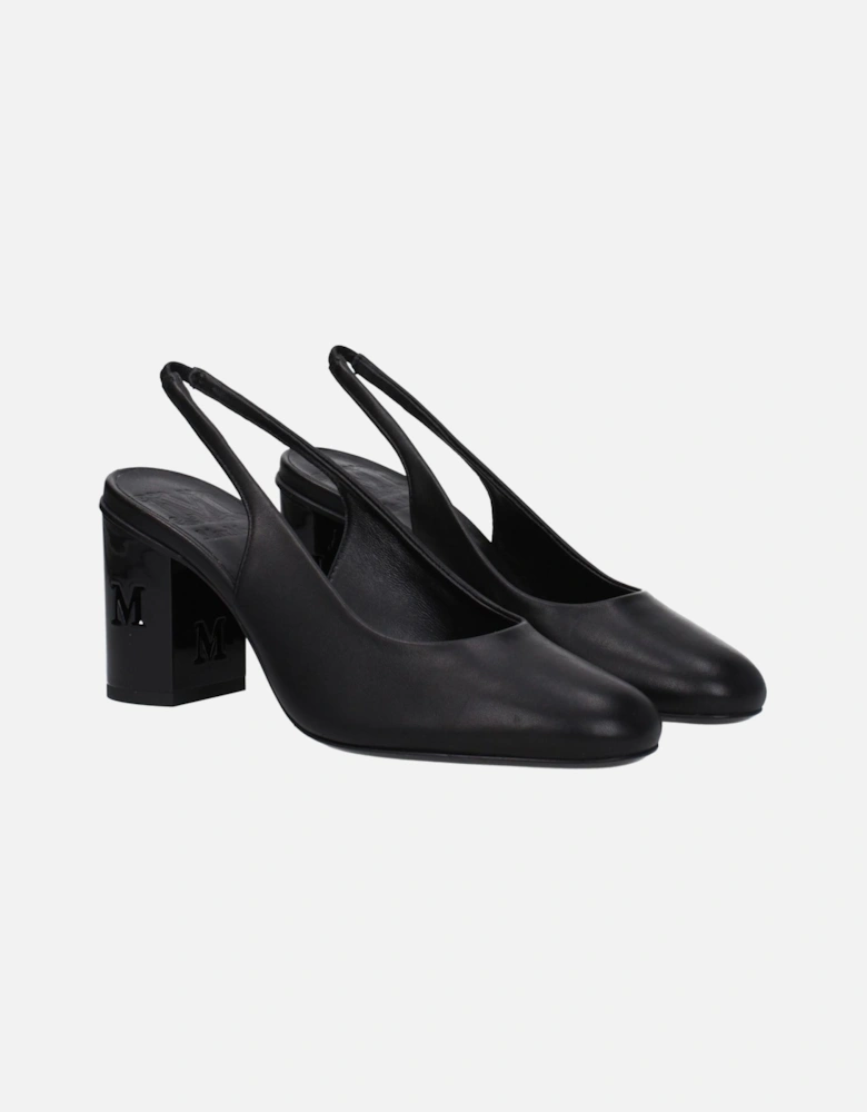 Leather Mid Heel Sandals with Logos Women - Black