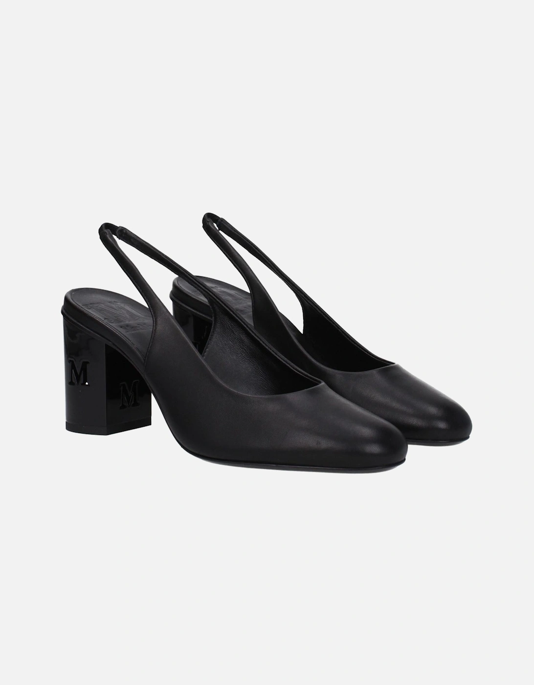 Leather Mid Heel Sandals with Logos Women - Black