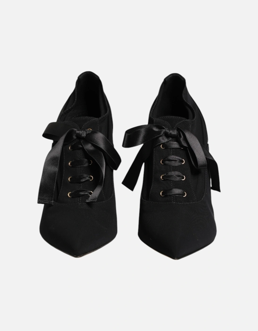 Lace Up Stiletto Pumps with Leather Sole Women - Black