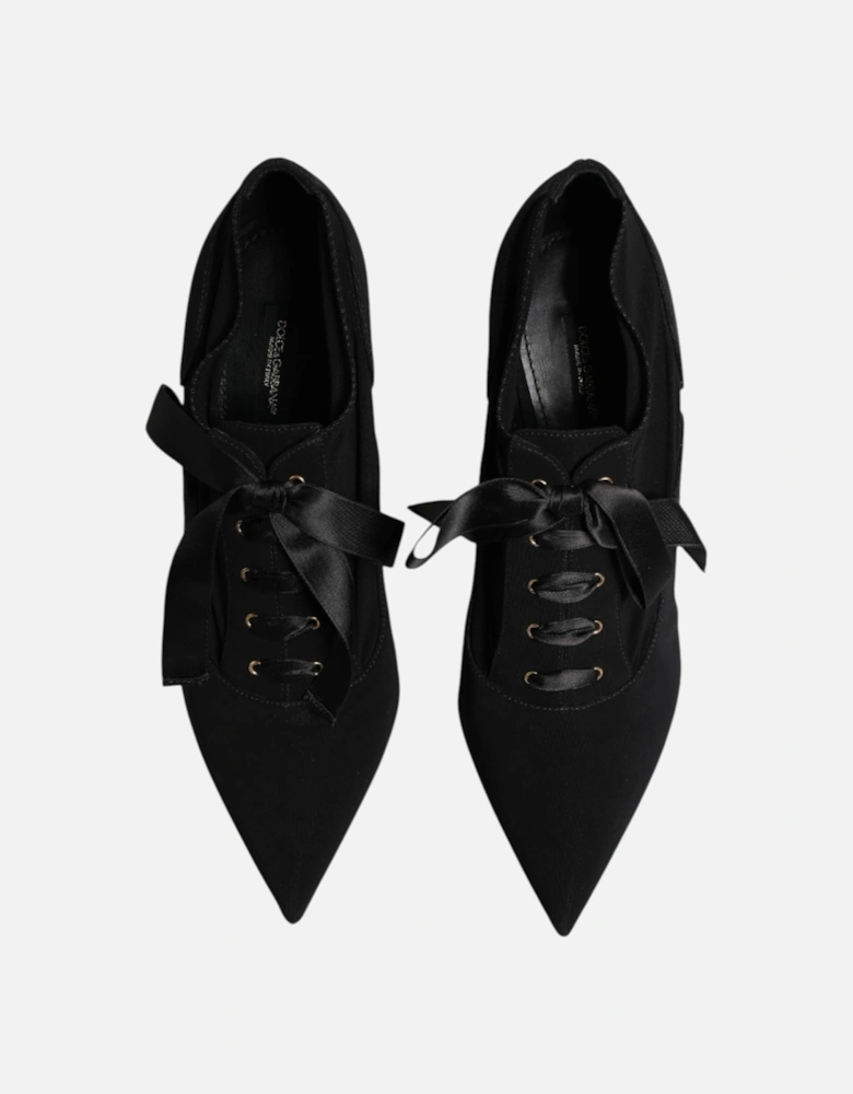 Lace Up Stiletto Pumps with Leather Sole Women - Black