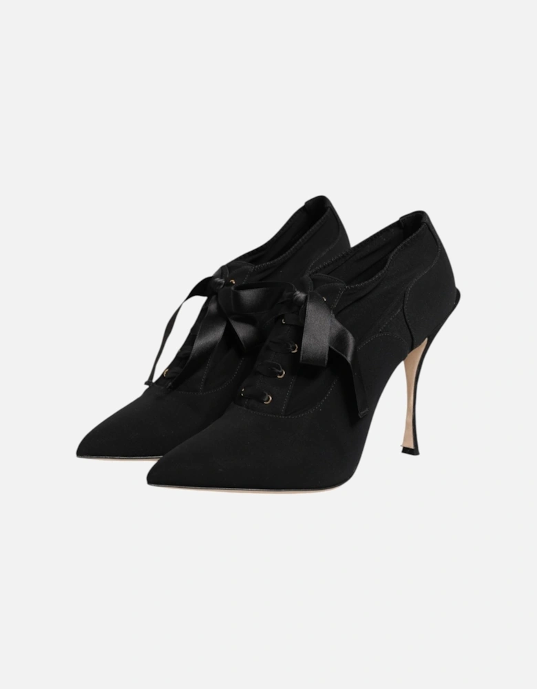 Lace Up Stiletto Pumps with Leather Sole Women - Black