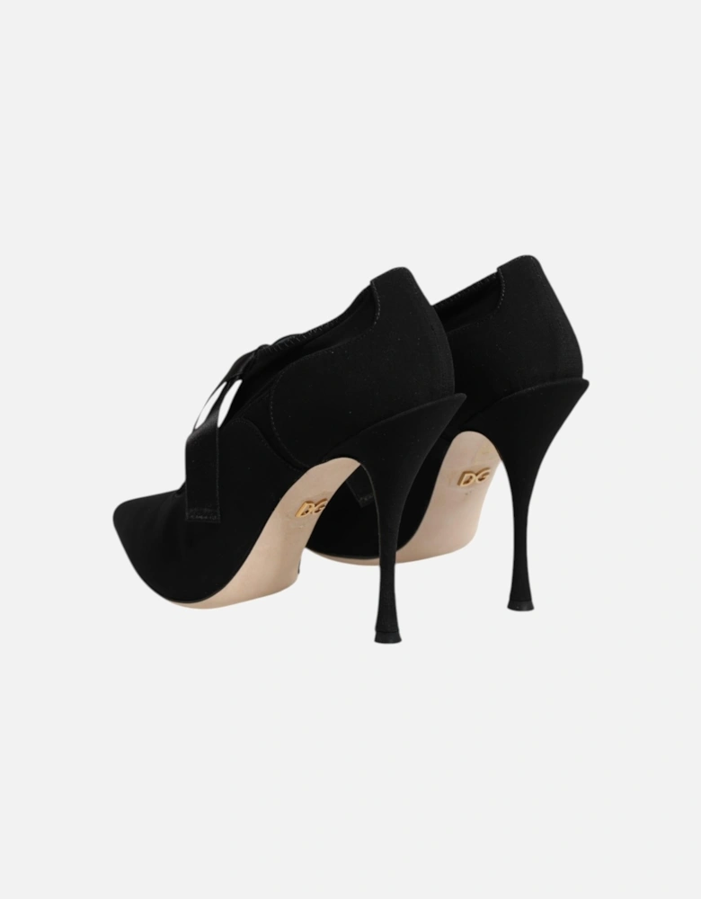 Lace Up Stiletto Pumps with Leather Sole Women - Black