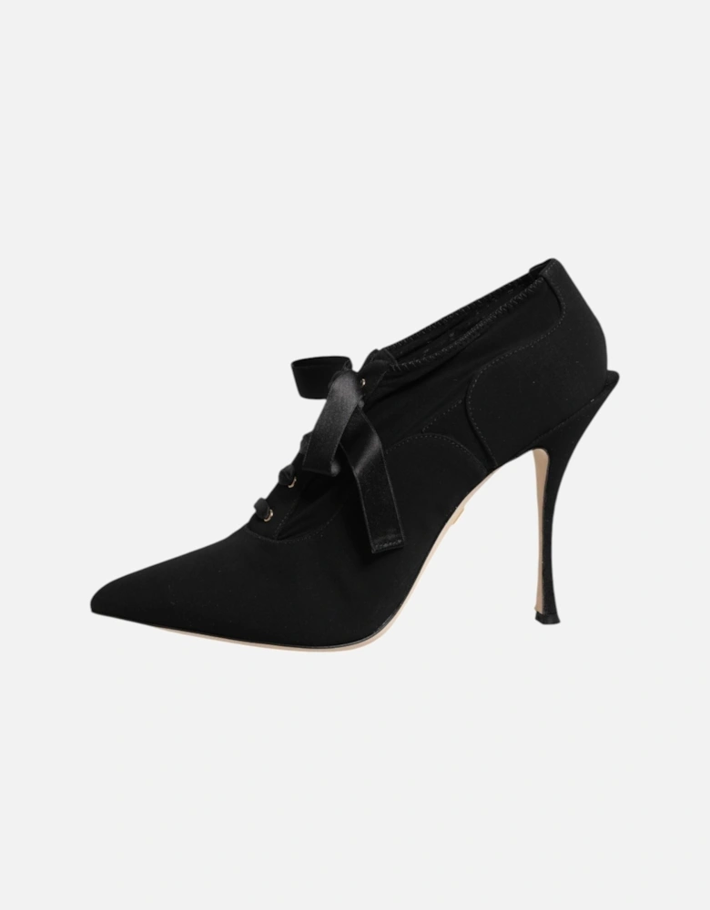 Lace Up Stiletto Pumps with Leather Sole Women - Black