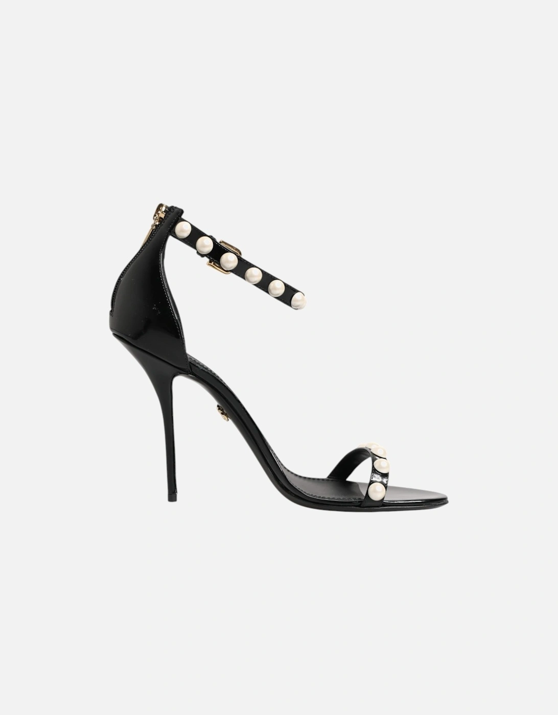 Patent Leather Pearl Embellished Ankle Strap Sandals Women - Black, 7 of 6