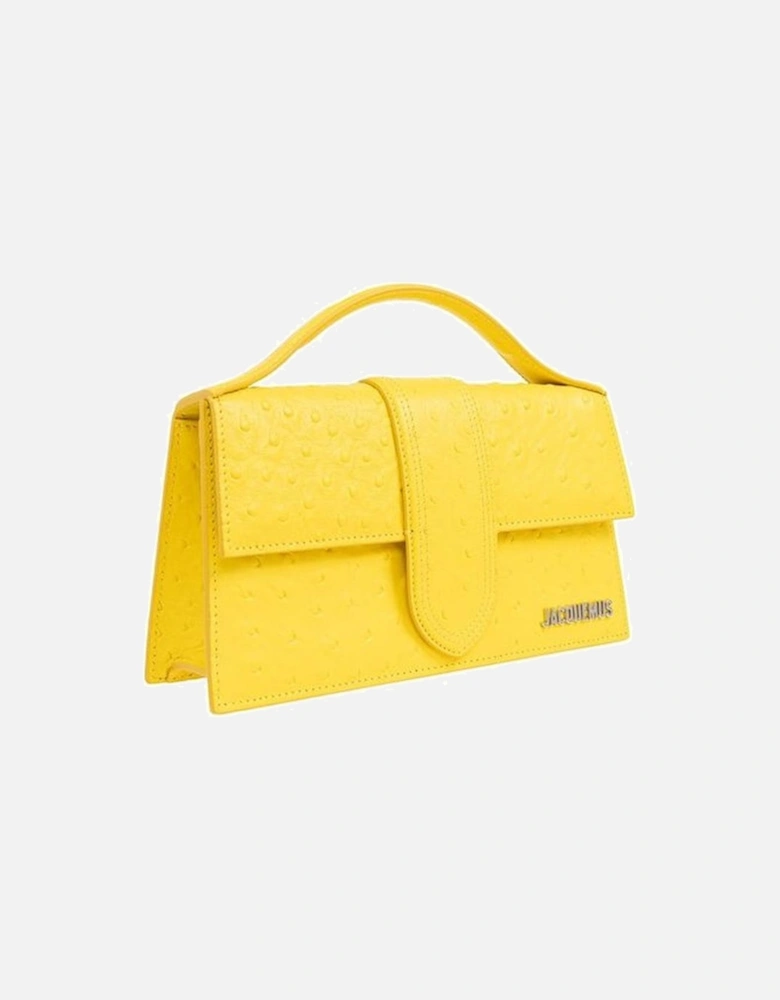 Leather Flap Top Handbag with Shoulder Strap Women - Yellow Bags