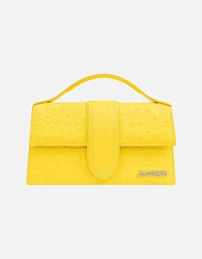 Leather Flap Top Handbag with Shoulder Strap Women - Yellow Bags