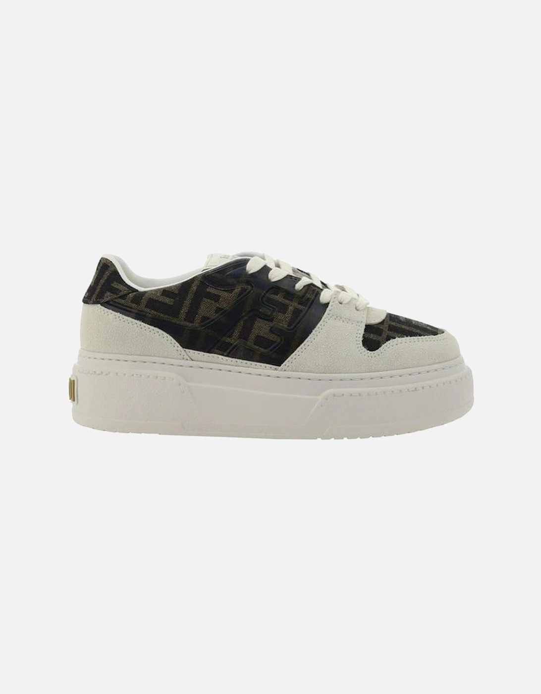 Suede-Effect Leather Jacquard FF Pattern Sneakers Women - Brown, 5 of 4