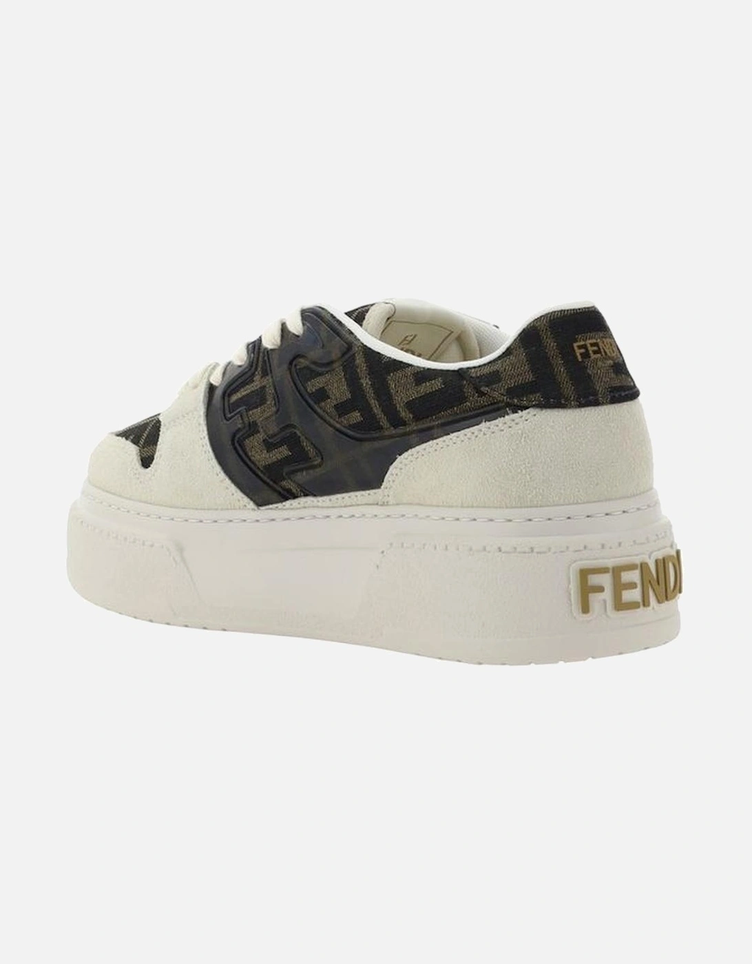 Suede-Effect Leather Jacquard FF Pattern Sneakers Women - Brown
