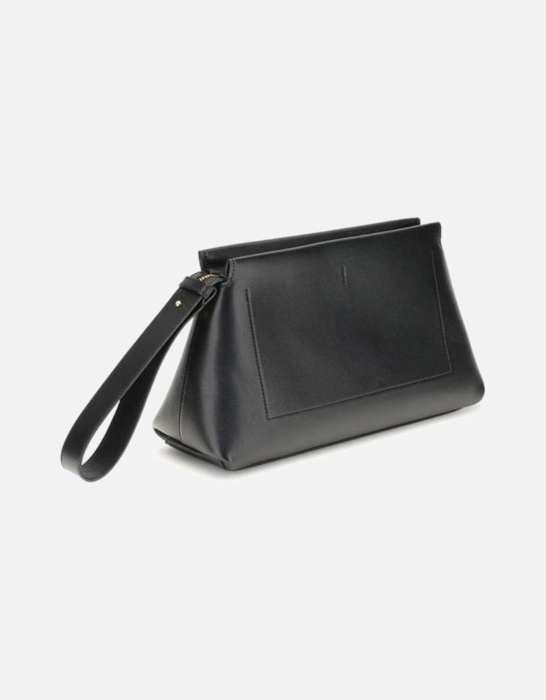Leather Day Pouch with Gold-Tone Details Women - Black Clutch Bags