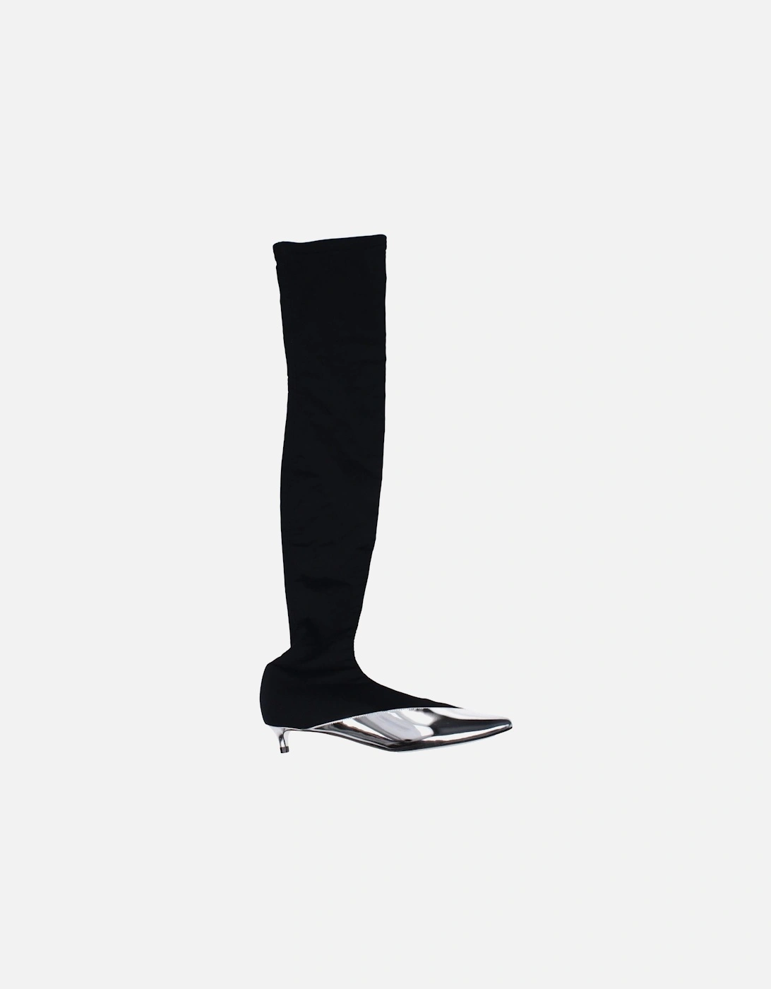 Pointy Toe Fabric Boots with Silver Accents Women - Black, 2 of 1