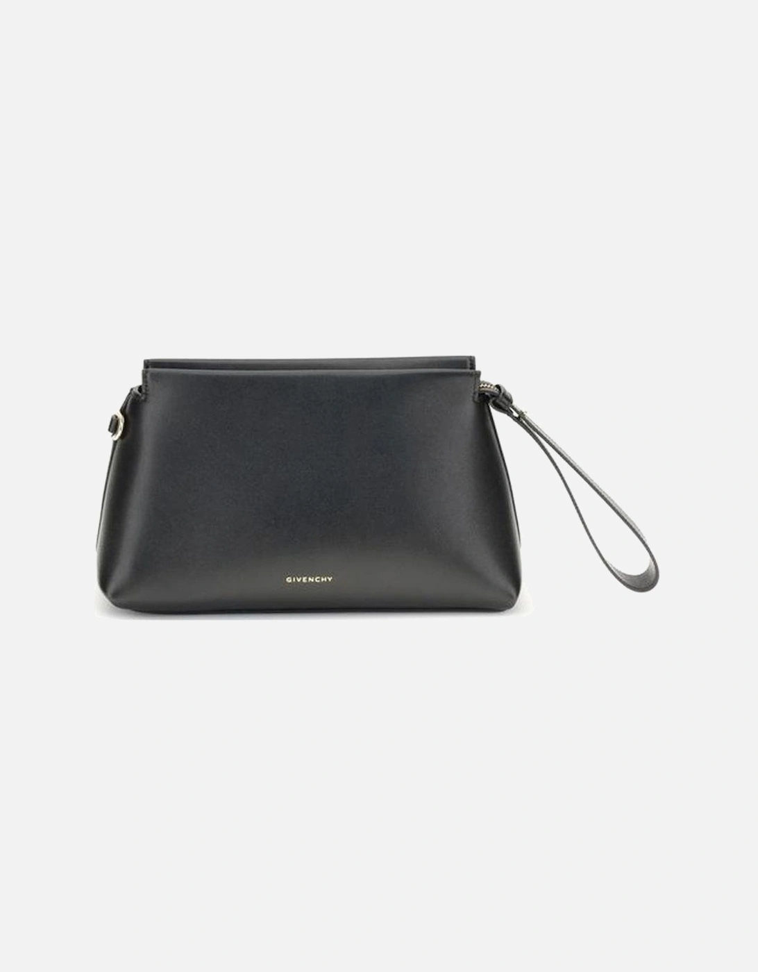 Leather Day Pouch with Gold-Tone Details Women - Black Clutch Bags, 5 of 4