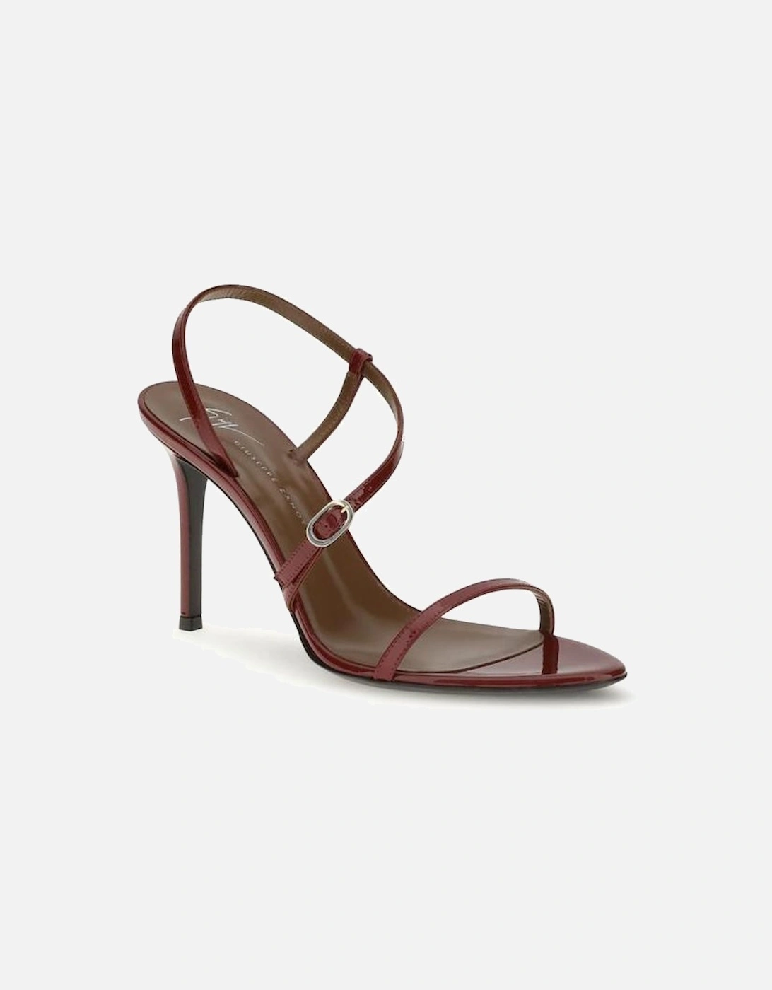 Patent Leather Stiletto Heel Sandals with Gold Buckles Women - Red