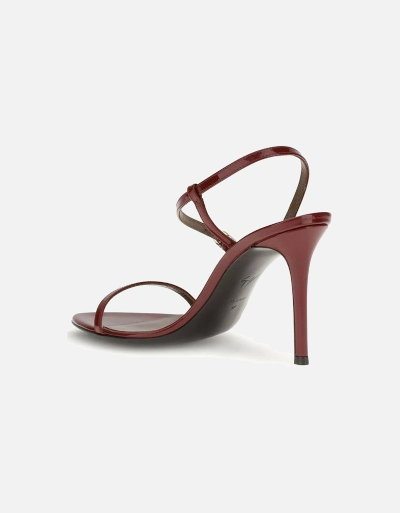 Patent Leather Stiletto Heel Sandals with Gold Buckles Women - Red