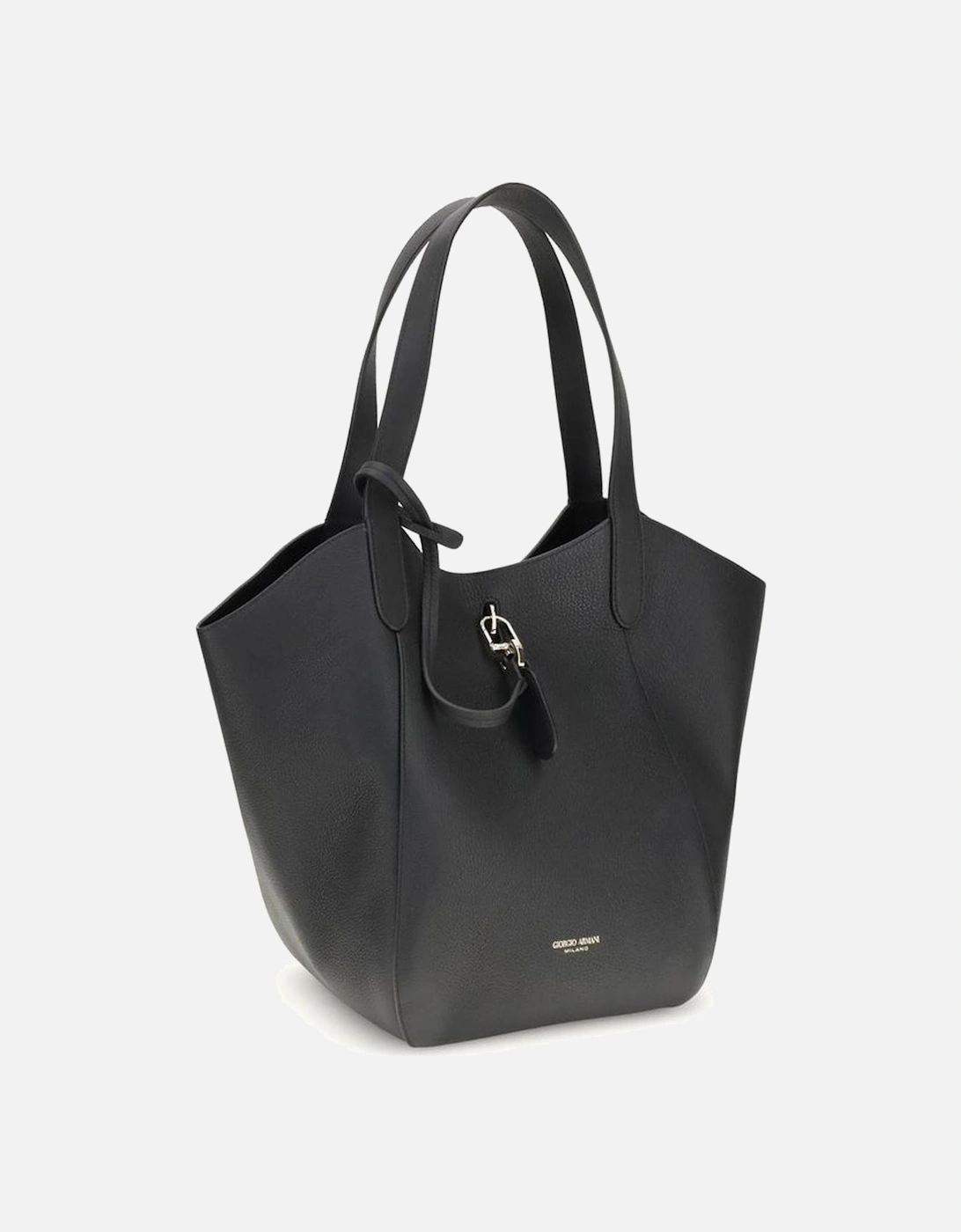Medium Suede Handbag with Metal Ring Closure Women - Black