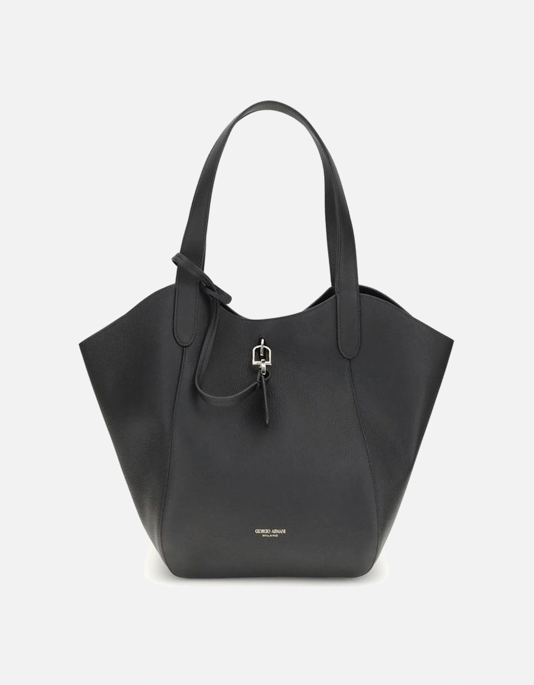 Medium Suede Handbag with Metal Ring Closure Women - Black, 5 of 4