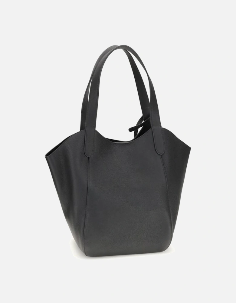 Medium Suede Handbag with Metal Ring Closure Women - Black