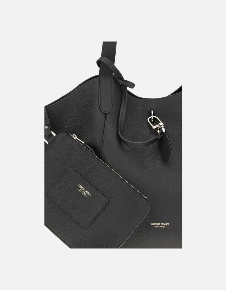 Medium Suede Handbag with Metal Ring Closure Women - Black
