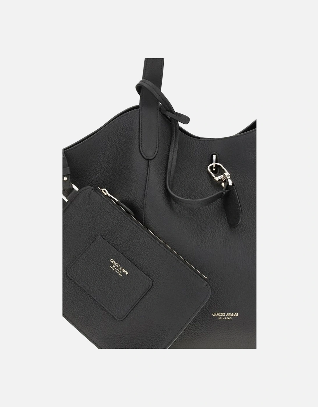 Medium Suede Handbag with Metal Ring Closure Women - Black