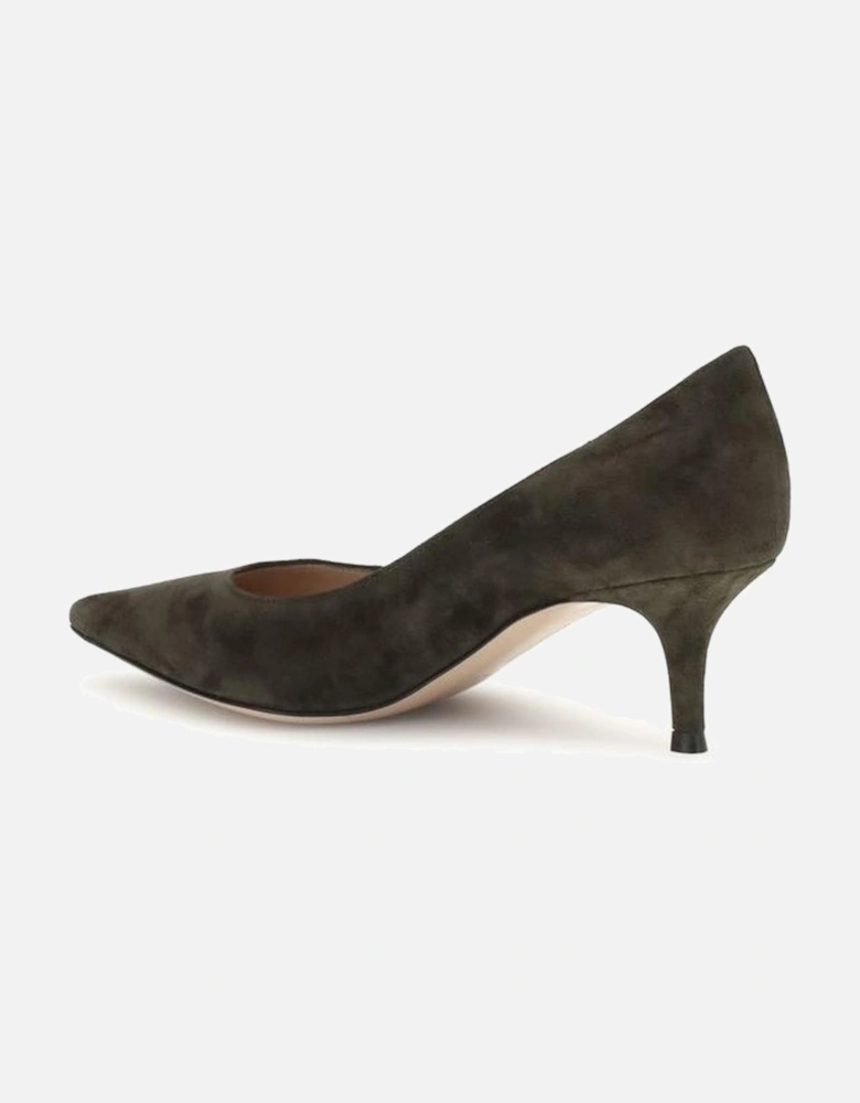 Suede Pumps with Kitten Heel and Almond Toe Women - Brown
