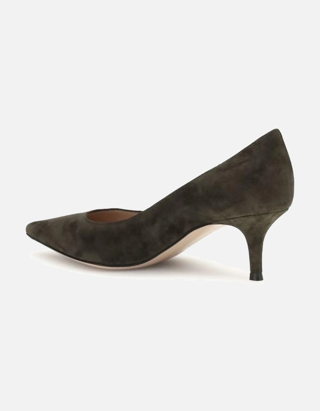 Suede Pumps with Kitten Heel and Almond Toe Women - Brown
