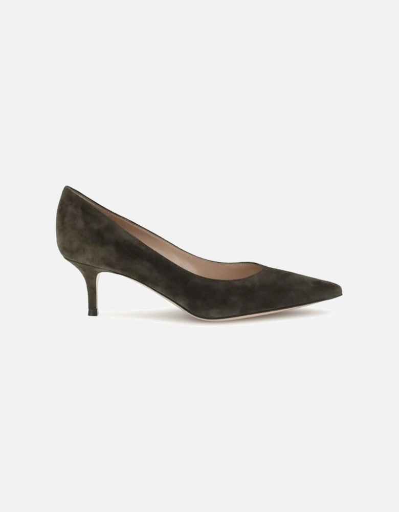 Suede Pumps with Kitten Heel and Almond Toe Women - Brown