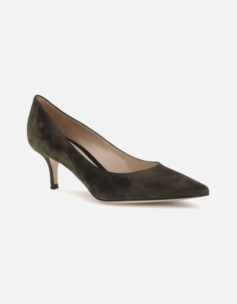 Suede Pumps with Kitten Heel and Almond Toe Women - Brown