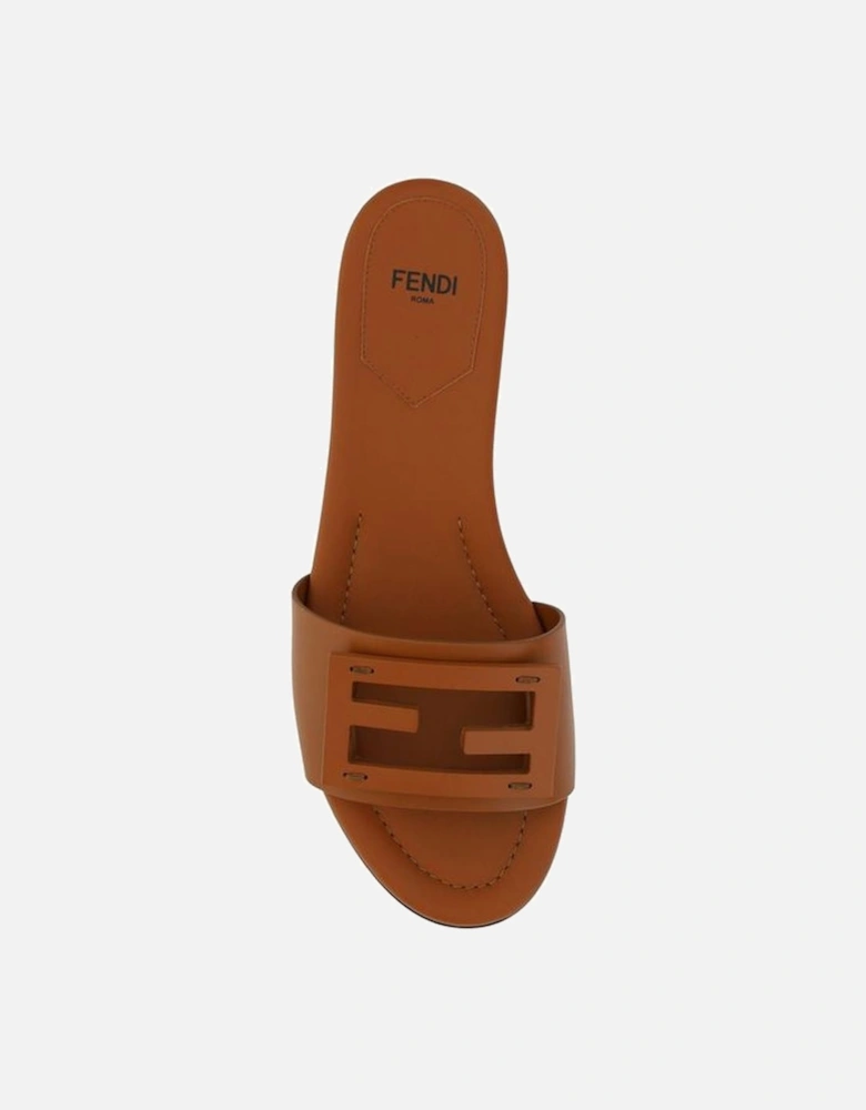 Calfskin Open Toe FF Logo Sandals Women - Brown