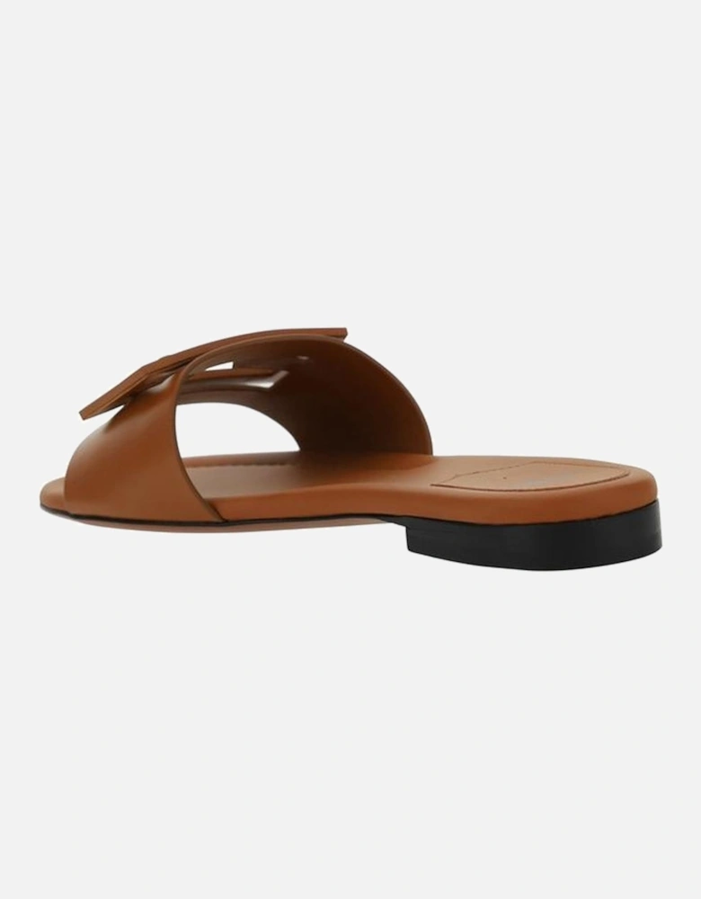 Calfskin Open Toe FF Logo Sandals Women - Brown