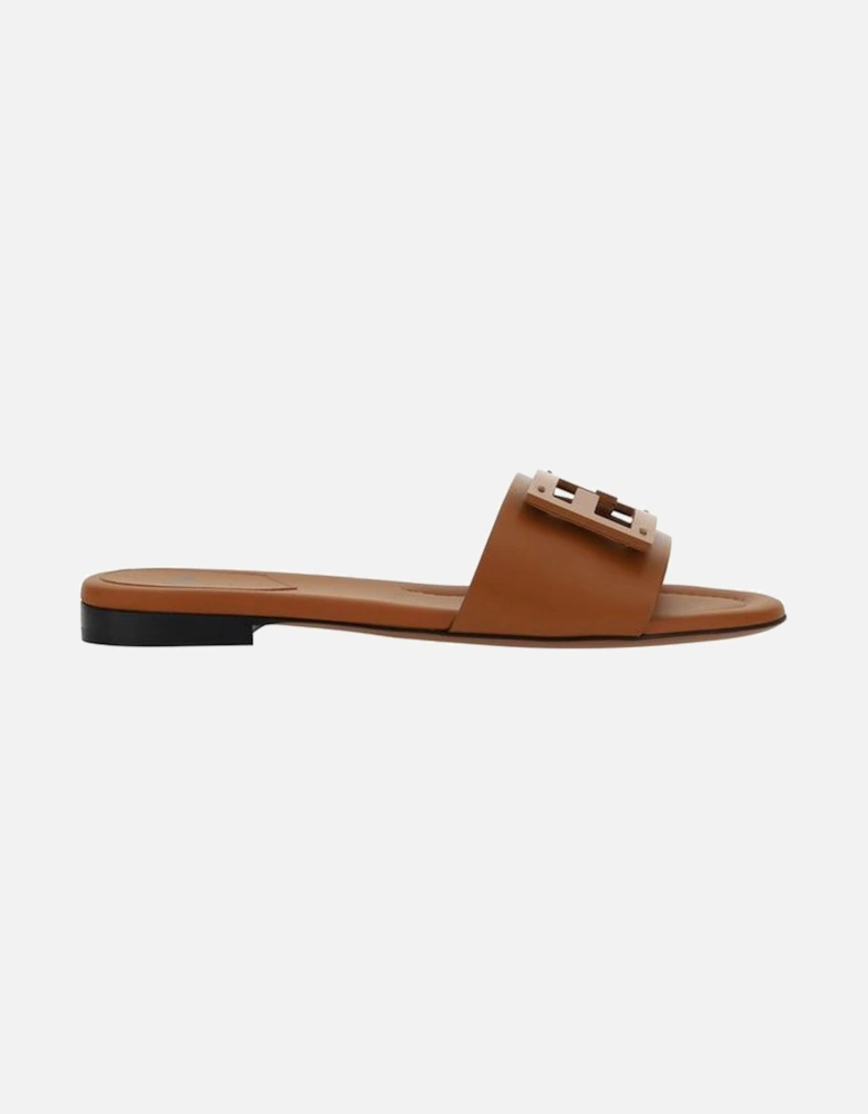 Calfskin Open Toe FF Logo Sandals Women - Brown