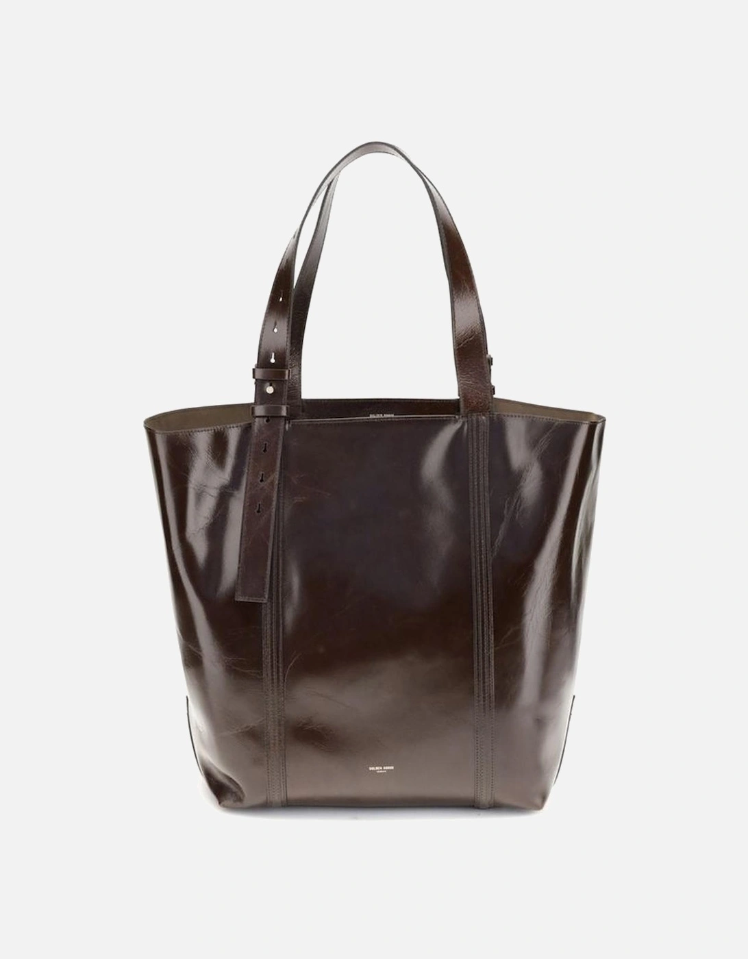 Shiny Leather Tote Bag with Adjustable Handles Women - Brown Shoulder, 5 of 4