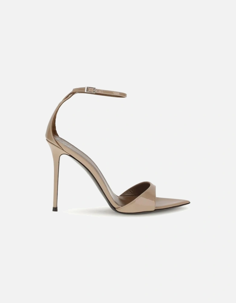Patent Leather Strap Stiletto Sandals Women - Beige