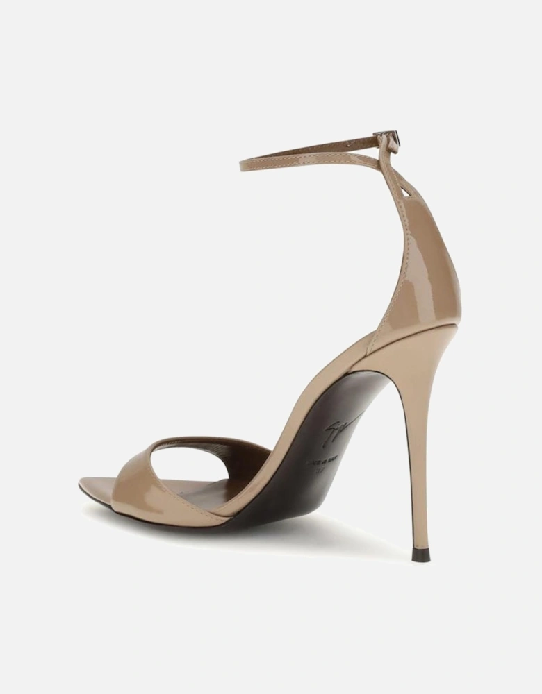 Patent Leather Strap Stiletto Sandals Women - Beige