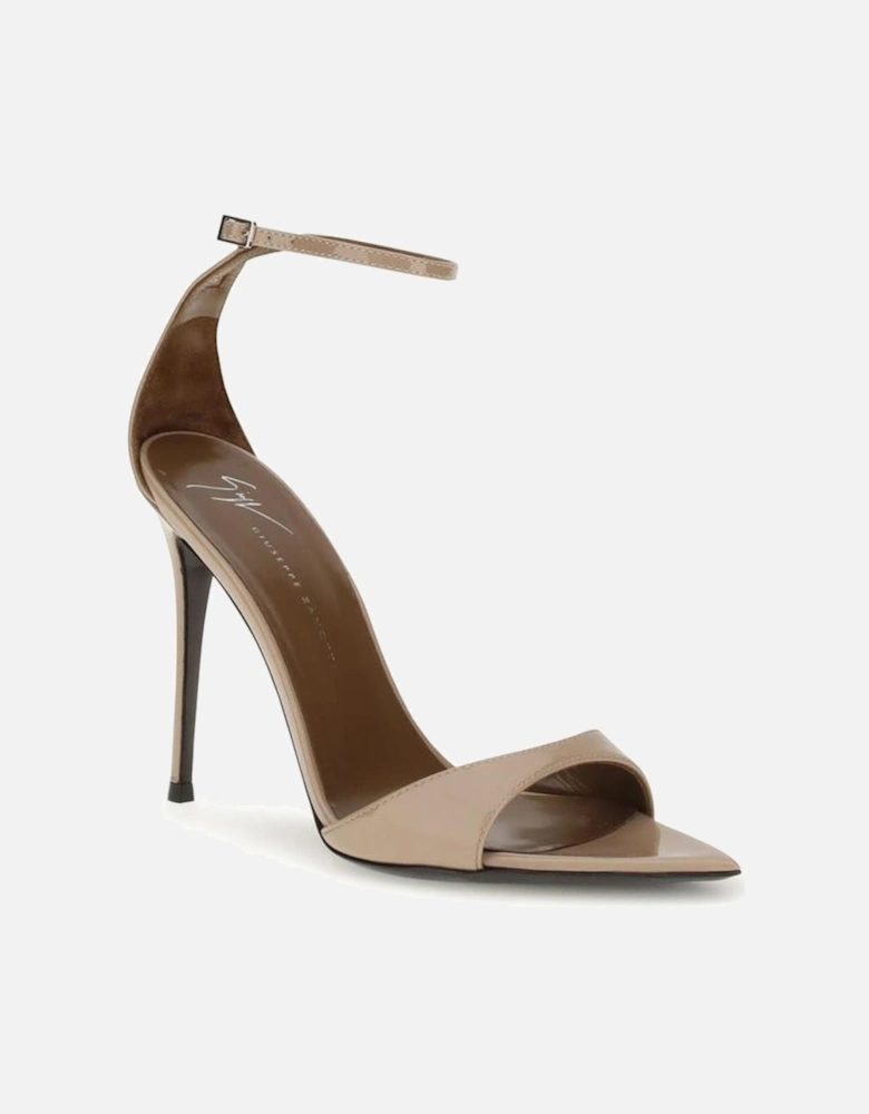 Patent Leather Strap Stiletto Sandals Women - Beige
