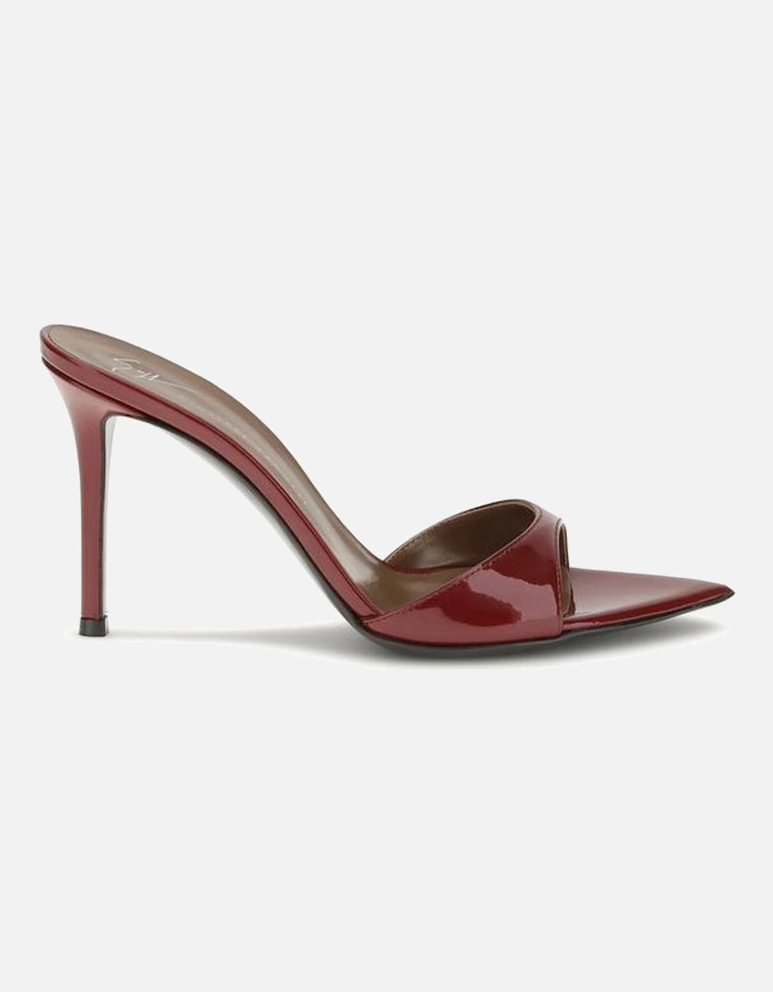Glossy Patent Leather Pointed Open-Toe Mule Sandals Women - Bordeaux, 5 of 4