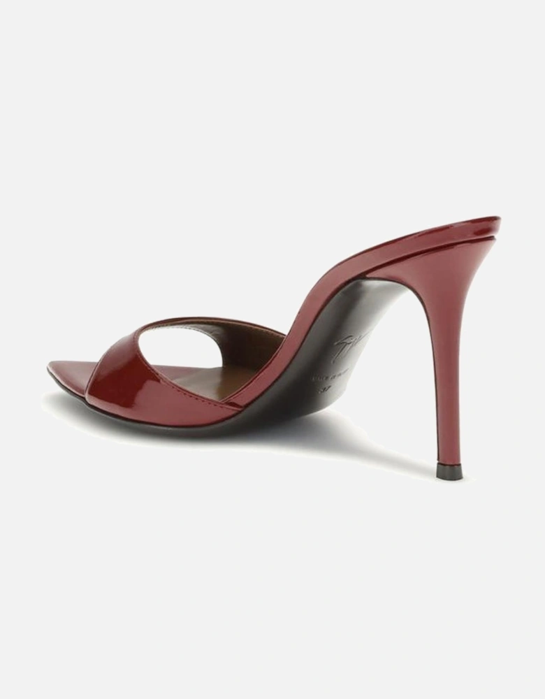 Glossy Patent Leather Pointed Open-Toe Mule Sandals Women - Bordeaux