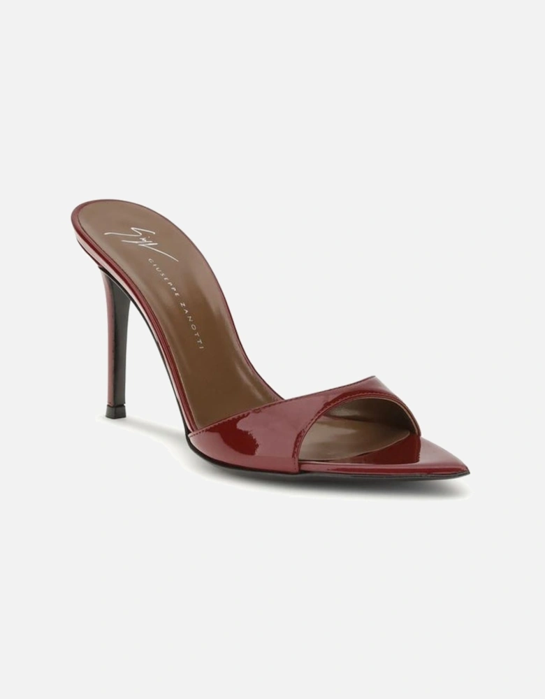 Glossy Patent Leather Pointed Open-Toe Mule Sandals Women - Bordeaux
