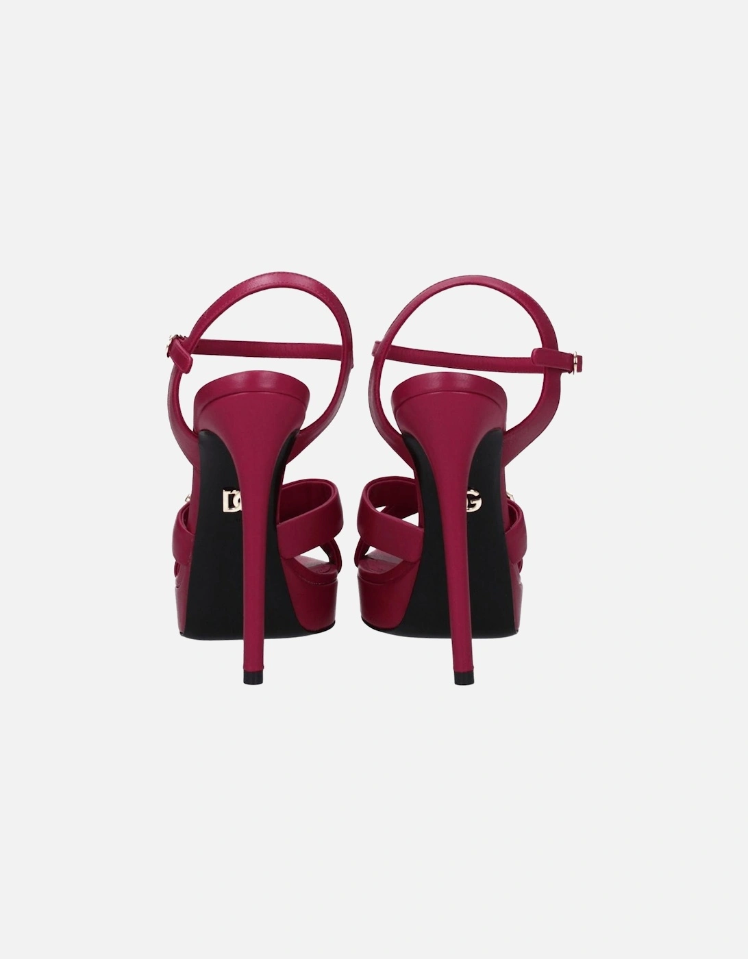 High Heel Leather Sandals with Buckle Closure Women - Pink