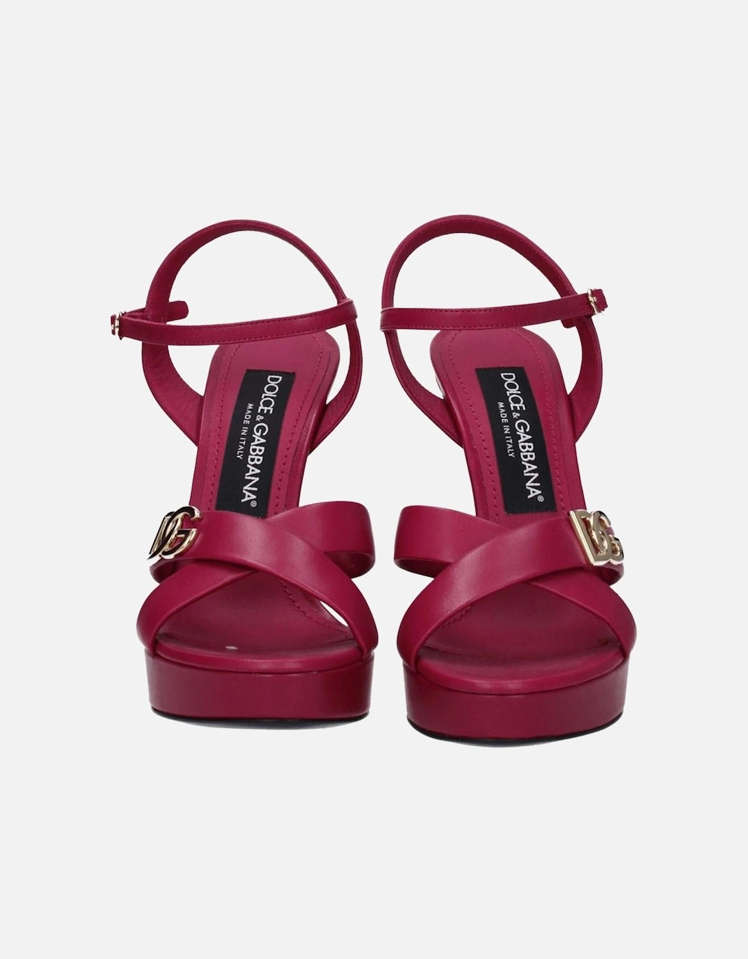 High Heel Leather Sandals with Buckle Closure Women - Pink