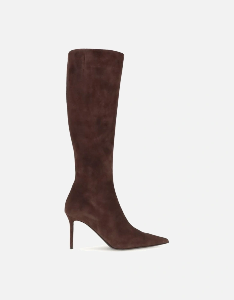 High Suede Stiletto Heel Knee-High Boots Women - Brown