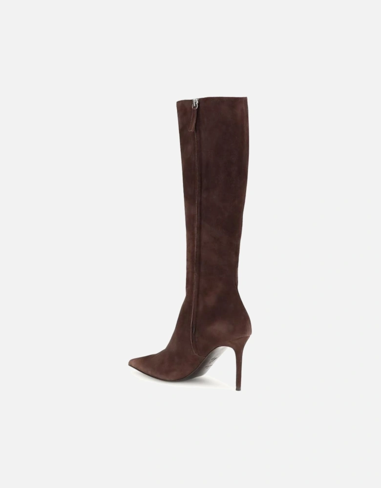 High Suede Stiletto Heel Knee-High Boots Women - Brown