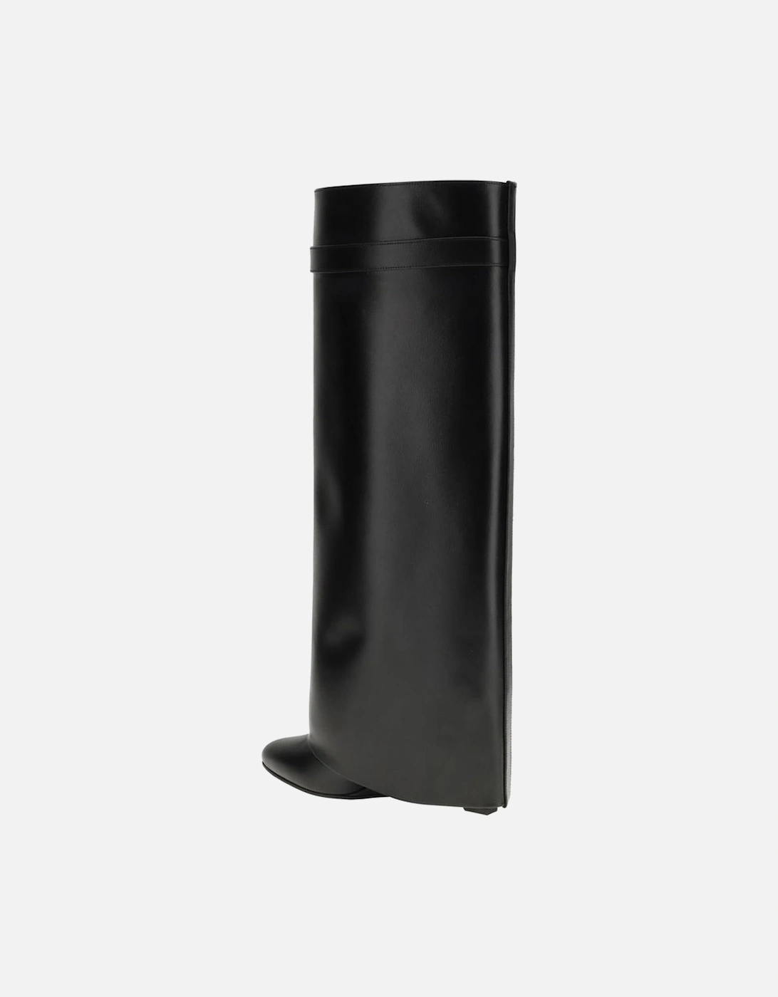 Shark Lock Calfskin Leather Wedge Heel Boots Women - Black