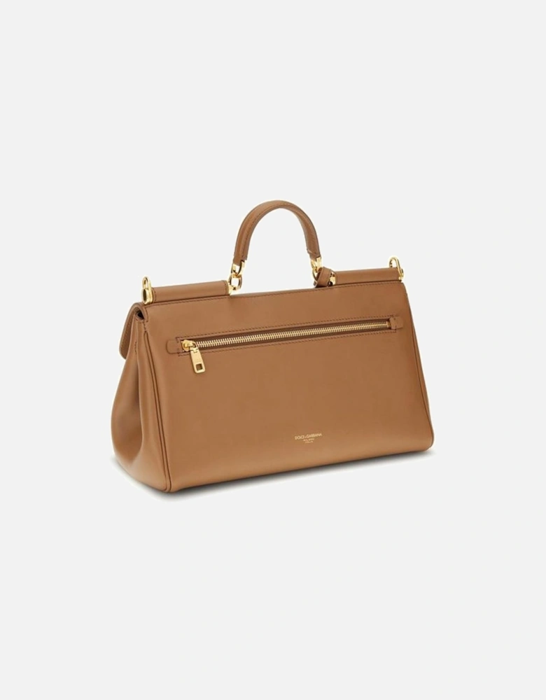 My Sicily Leather Handbag with Top Handle Women - Beige Shoulder Bags