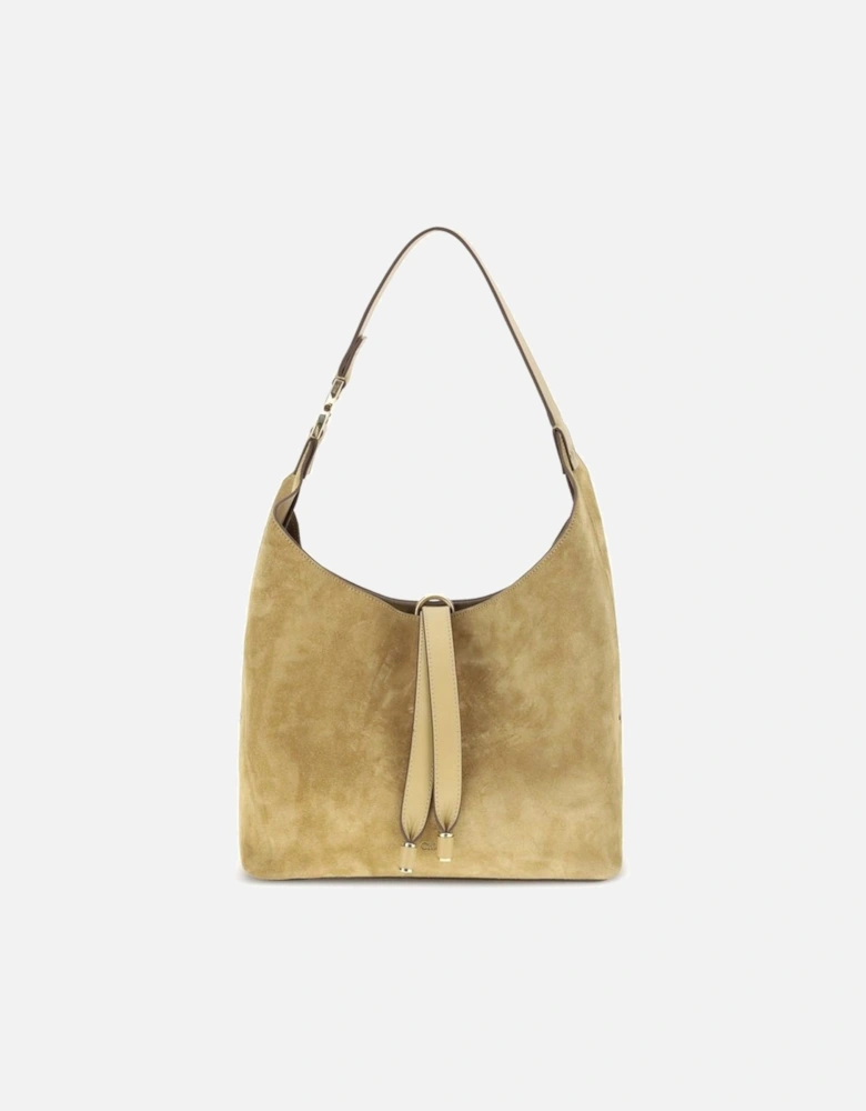 Suede Calfskin Shoulder Bag with Tasseled Closure Women - Beige