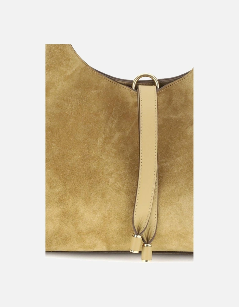 Suede Calfskin Shoulder Bag with Tasseled Closure Women - Beige
