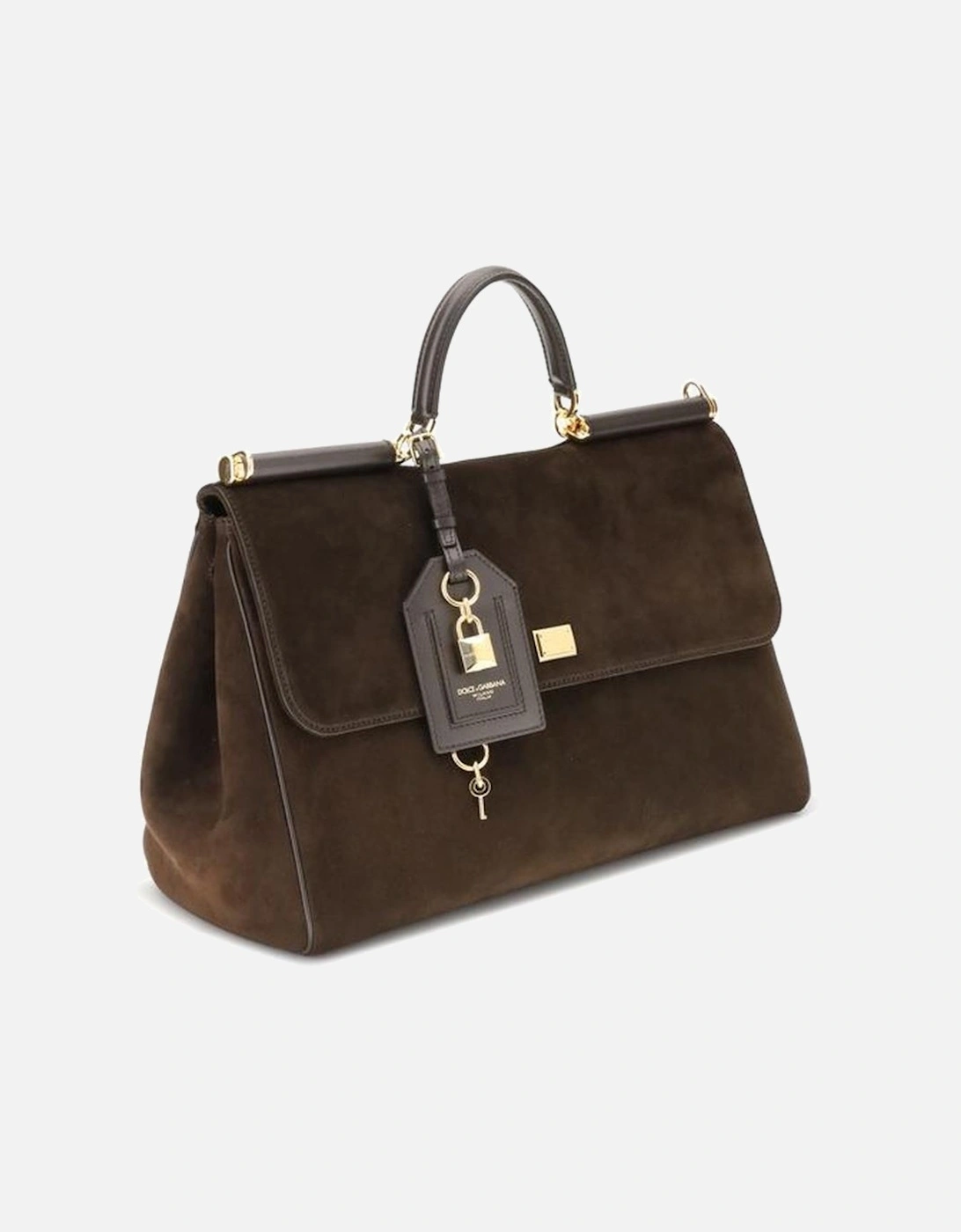 Sicily Suede Handbag with Golden Metallic Details Women - Brown